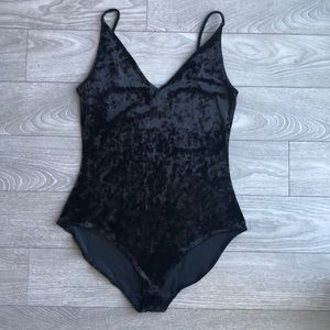 Black velvet body suit